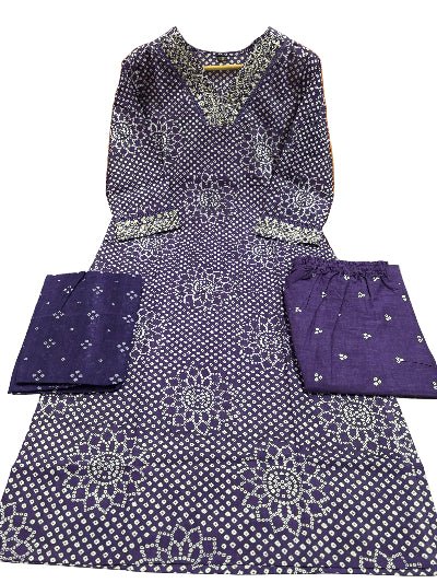Beautiful Purple Embroidery Pure Cotton Straight Suit - BONYHUBSALWAR KAMEEZ