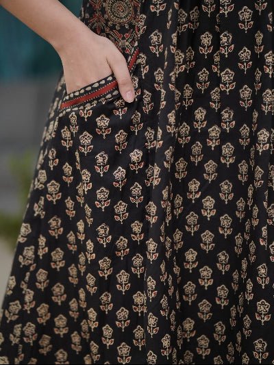 Elegant Black Cotton Adda Handwork Straight Suit - BONYHUBSALWAR KAMEEZ