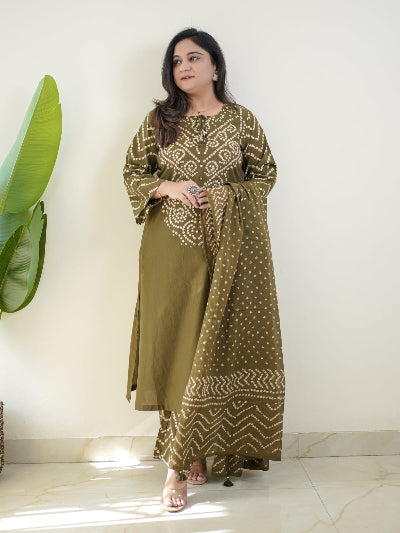 Bandhani Print Cotton Straight Suit