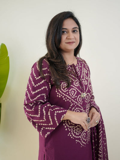 Bandhani Print Cotton Straight Suit