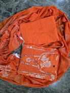 Rusty Orange Floral Print Cotton Anarkali Suit Set - BONYHUBSALWAR KAMEEZ
