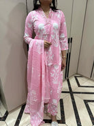 Baby Pink Trendy Printed Cotton Straight Suit Set - BONYHUBSALWAR KAMEEZ