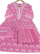 Light Pink Classy Printed Cotton Straight Suit Set - BONYHUBSALWAR KAMEEZ