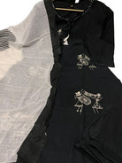 Black Elegant Zari Embroidery Cotton Straight Suit Set - BONYHUBSALWAR KAMEEZ