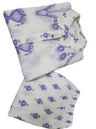 Blue Printed Neck Work Kurti Pant Set Of 2 - BONYHUBSALWAR KAMEEZ