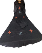 Black Floral Embroidery Pure Cotton Kurti Pant Set Of 2 - BONYHUBSALWAR KAMEEZ