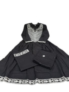 Black Stylish Thread Embroidery Cotton Anarkali Suit Set - BONYHUBSALWAR KAMEEZ