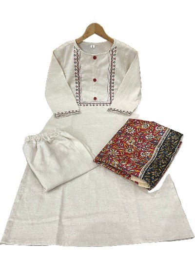 Classy White Embroidery Chanderi Silk Straight Suit Set - BONYHUBSALWAR KAMEEZ