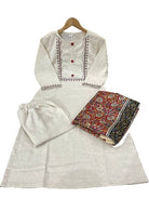 Classy White Embroidery Chanderi Silk Straight Suit Set - BONYHUBSALWAR KAMEEZ