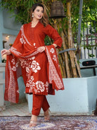 Burnt Orange Handwork Cotton Straight Suit Set - BONYHUBSALWAR KAMEEZ