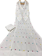 White Pure Cotton Anarkali Kurti Pant Set Of 2 - BONYHUBSALWAR KAMEEZ