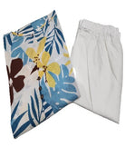 White Tropical Printed Kurti Pant Set Of 2 - BONYHUBSALWAR KAMEEZ
