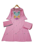 Blush Pink Sequin Embroidery Silk Straight Suit Set - BONYHUBSALWAR KAMEEZ