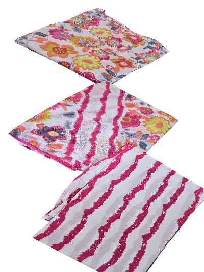 Pink Floral Embroidery Cotton Straight Suit Set - BONYHUBSALWAR KAMEEZ