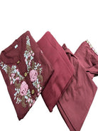 Mesmerising Burgandy Embroidery Cotton Straight Suit Set - BONYHUBSALWAR KAMEEZ