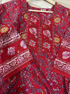 Elegant Red Handwork Cotton Anarkali Suit - BONYHUBSALWAR KAMEEZ