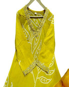 Elegant Yellow Embriodery Cotton Straight Suit Set - BONYHUBSALWAR KAMEEZ