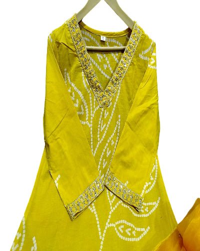 Elegant Yellow Embriodery Cotton Straight Suit Set - BONYHUBSALWAR KAMEEZ