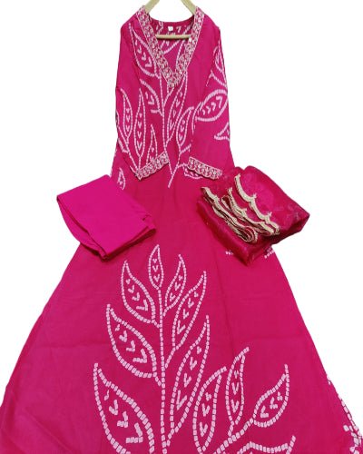 Elegant Magenta Embriodery Cotton Straight Suit Set - BONYHUBSALWAR KAMEEZ