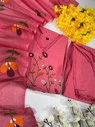 Pink Elegant Malmal Embroidery Anarkali Suit With Malmal Dupatta - BONYHUBSALWAR KAMEEZ