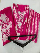 Pink Printed Sequence Embroidery Pure Cotton Straight Suit Set - BONYHUBSALWAR KAMEEZ