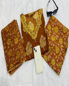 Mustard Yellow Block Printed Cotton Straight Suit Set - BONYHUBSALWAR KAMEEZ