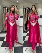Fuchsia Pink Crepe Maslin Trendy Cord Set - BONYHUBSALWAR KAMEEZ