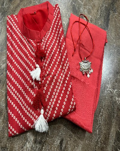 Bright Red Crepe Maslin Trendy Cord Set - BONYHUBSALWAR KAMEEZ