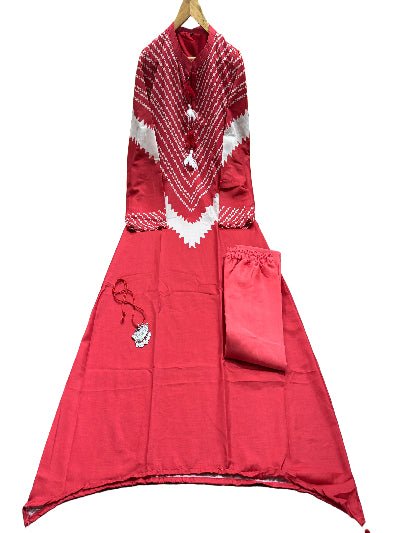 Bright Red Crepe Maslin Trendy Cord Set - BONYHUBSALWAR KAMEEZ