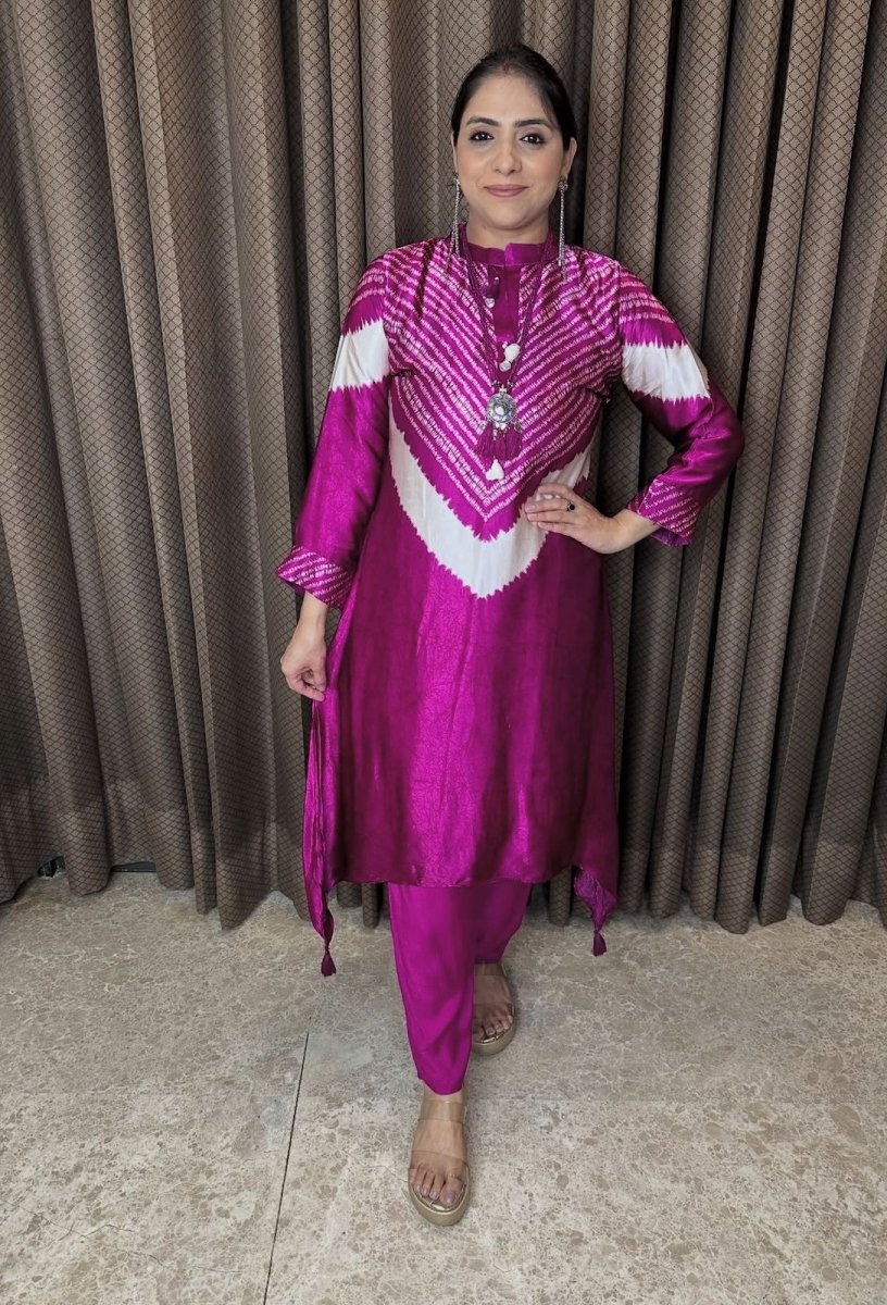 Bright Pink Crepe Maslin Cotton Trendy Cord Set - BONYHUBSALWAR KAMEEZ