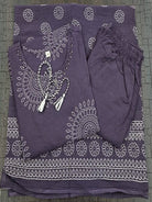 Dark Purple Elegant Ada Work Pure Cotton Straight Suit Set - BONYHUBSALWAR KAMEEZ
