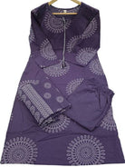 Dark Purple Elegant Ada Work Pure Cotton Straight Suit Set - BONYHUBSALWAR KAMEEZ