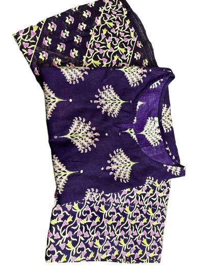 Navy Blue Classy Adda work Cotton Straight Suit Set - BONYHUBSALWAR KAMEEZ