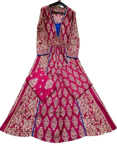 Classy Pink Embroidery Cotton Flair Anarkali Suit - BONYHUBSALWAR KAMEEZ