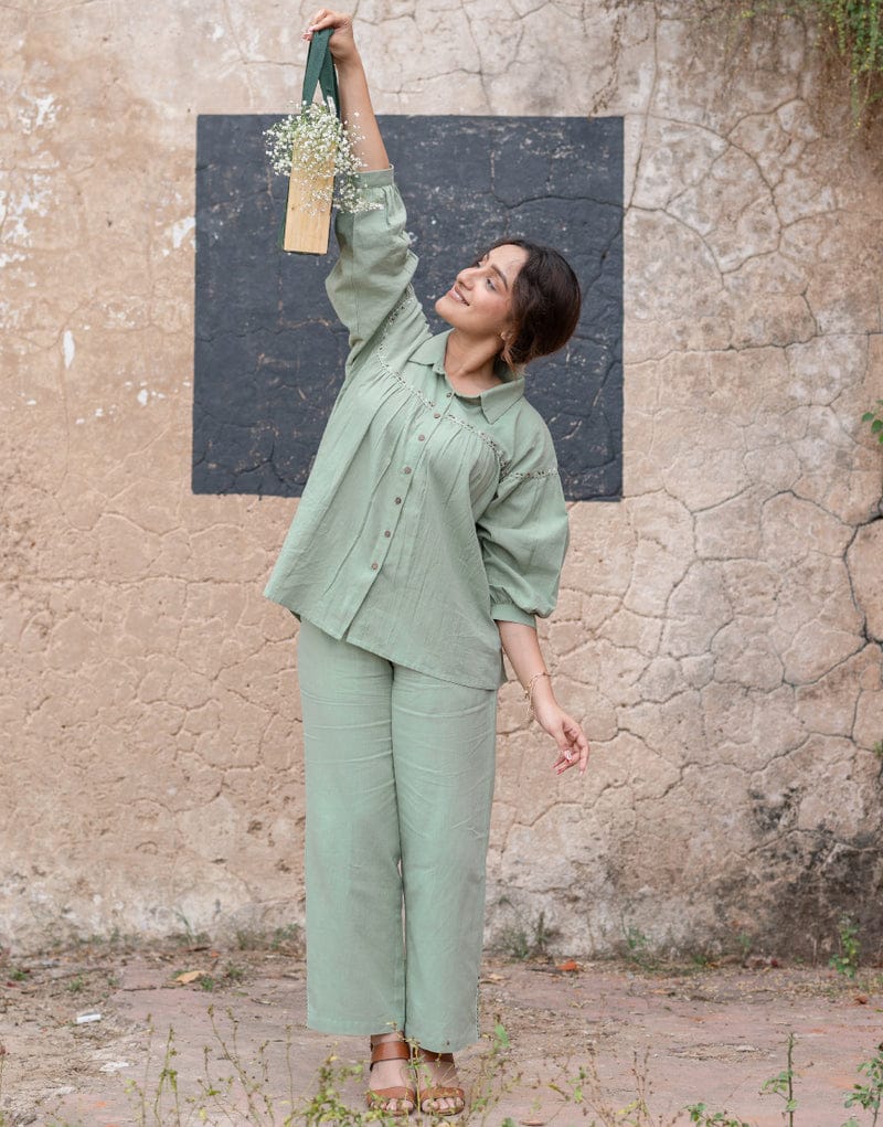 Mint Green Elegant Cotton Co - Ord Set - BONYHUBSALWAR KAMEEZ