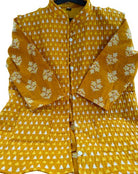 Mustard Yellow Cotton Kurti Pant With Quilted Warm Jacket - BONYHUBSALWAR KAMEEZ
