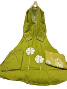 Floral Green embroidery Katha Detailing Cotton Straight Suit Set - BONYHUBSALWAR KAMEEZ