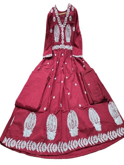 Magenta Pink Intricate Pure Cotton Printed Anarkali Suit Set - BONYHUBSALWAR KAMEEZ
