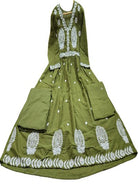 Olive Green Intricate Pure Cotton Printed Anarkali Suit Set - BONYHUBSALWAR KAMEEZ