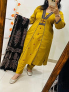 Yellow Beautiful Printed Cotton Straight Suit Set - BONYHUBSALWAR KAMEEZ