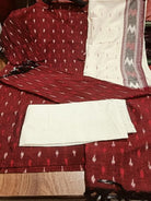 Maroon Handloom Khadi Cotton Straight Suit Set - BONYHUBSALWAR KAMEEZ
