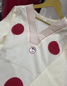 White Polka Handblock Pure Cotton Straight Suit Set - BONYHUBSALWAR KAMEEZ