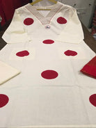 White Polka Handblock Pure Cotton Straight Suit Set - BONYHUBSALWAR KAMEEZ