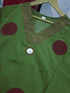 Green Polka Handblock Pure Cotton Straight Suit Set - BONYHUBSALWAR KAMEEZ