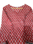 Red Jaipuri Embroidery Cotton Straight Suit - BONYHUBSALWAR KAMEEZ