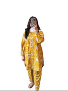 Trendy Yellow Katha Cotton Frock Style Suit - BONYHUBSALWAR KAMEEZ