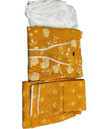 Trendy Yellow Katha Cotton Frock Style Suit - BONYHUBSALWAR KAMEEZ