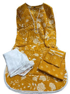 Trendy Yellow Katha Cotton Frock Style Suit - BONYHUBSALWAR KAMEEZ