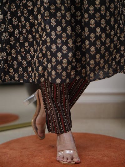 Elegant Black Cotton Adda Handwork Straight Suit - BONYHUBSALWAR KAMEEZ