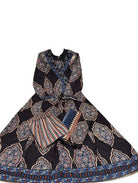 Black Katha Embroidery Angrakha Style Cotton Anarkali Suit Set - BONYHUBSALWAR KAMEEZ